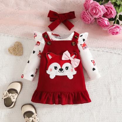 Baby Girl Fox Bow Cord Dress & Love Bodysuit - image 4