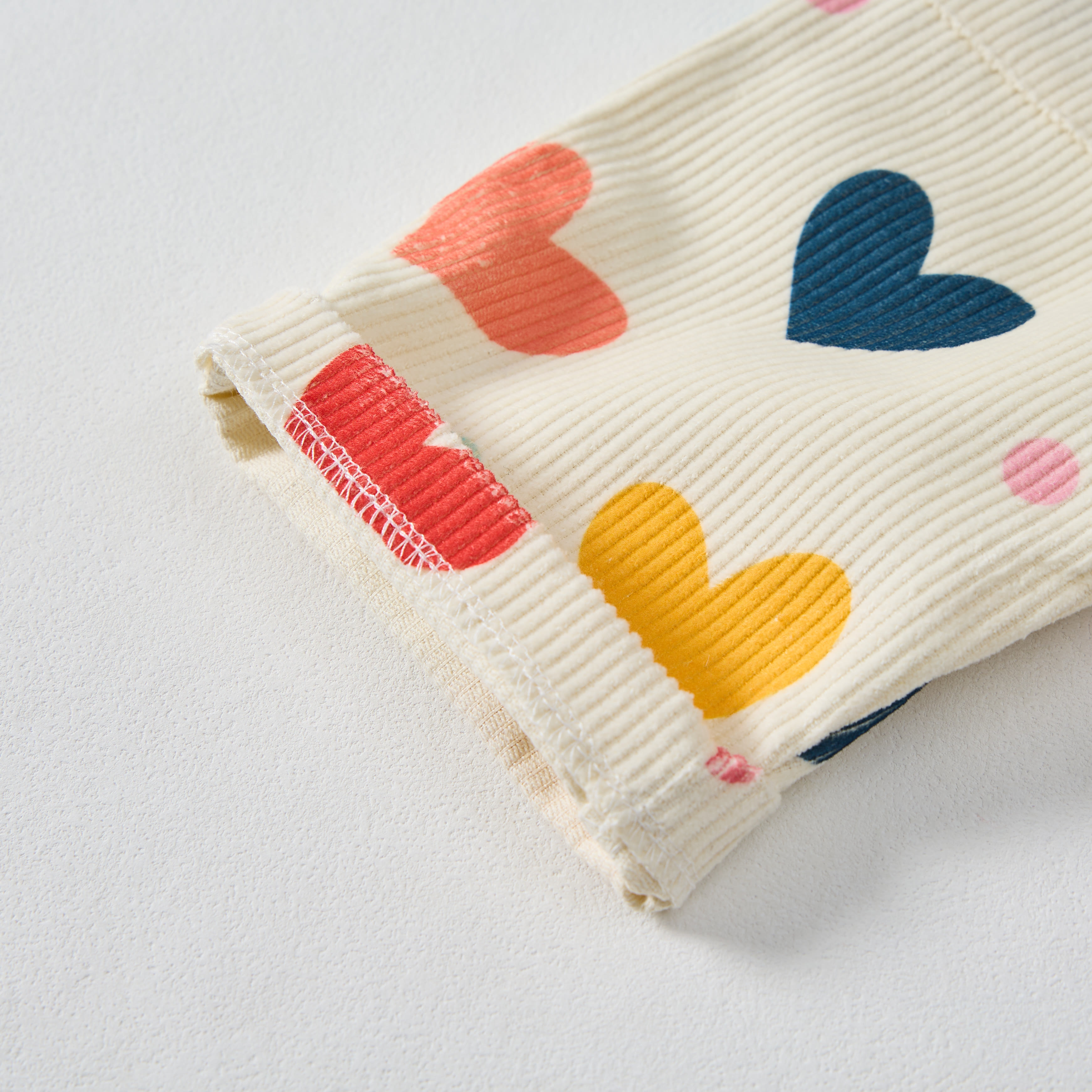 Baby Toddler Colorful Hearts & Polka Dots Beige Corduroy Pants - image 4
