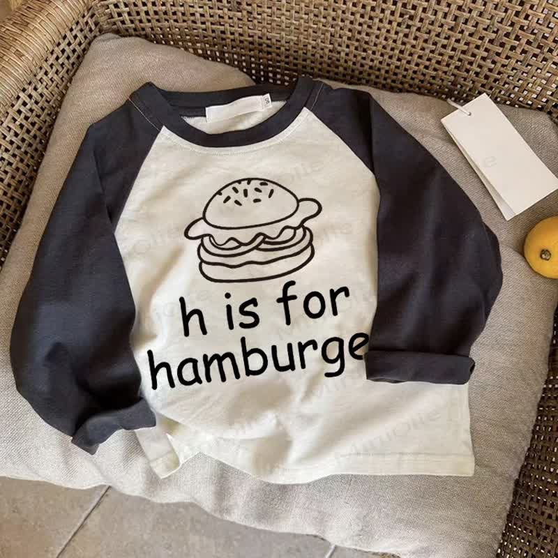 H IS FOR HAMBURGER Baby Dark Gray Raglan T-shirt - Drak Gray - 2-3T - image 1