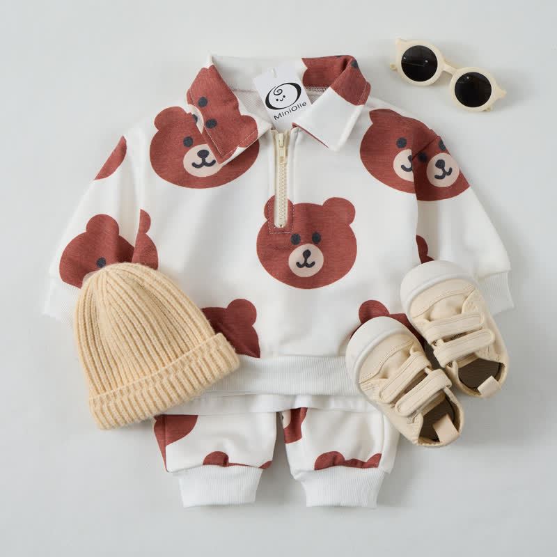  Baby Toddler White Bear Lapel 2-piece Set - image 2