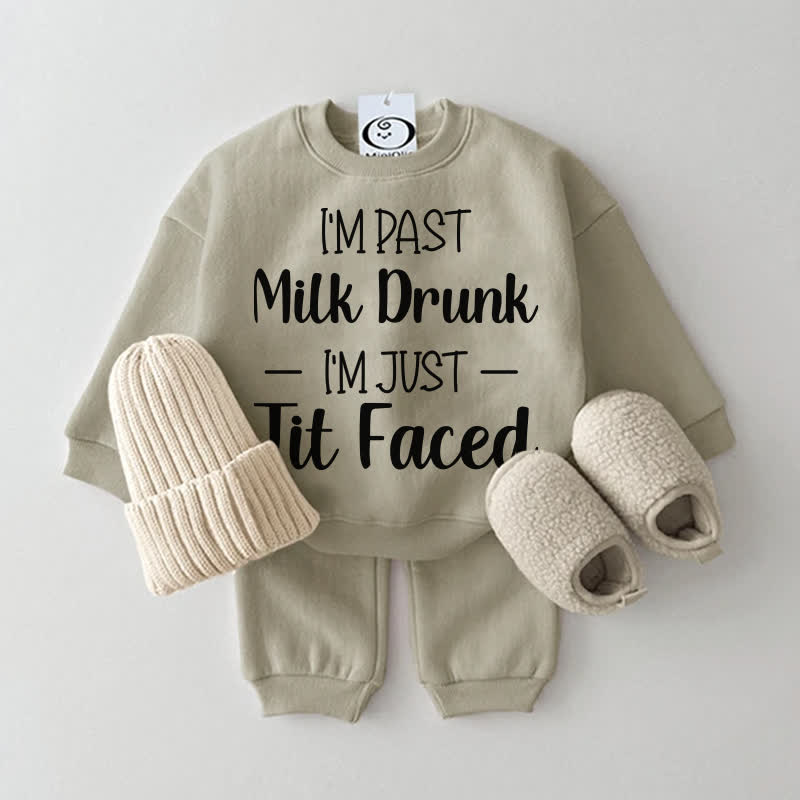 I'M PAST MILK DRUNK I'M JUST TIT FACED Baby 2-piece Set - Grey Green - 2-3T - image 1