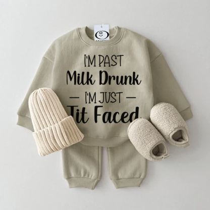 I'M PAST MILK DRUNK I'M JUST TIT FACED Baby 2-piece Set - Grey Green - 2-3T - image 1