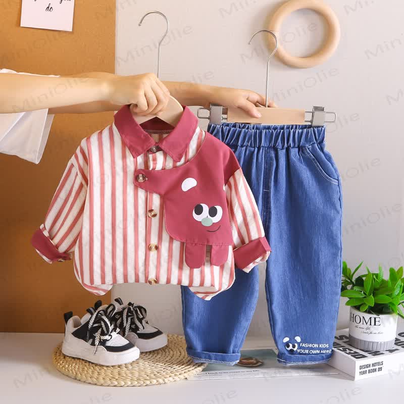 Baby Toddler Boy Stripe 2-piece Set - Pink - 5-7T - image 4