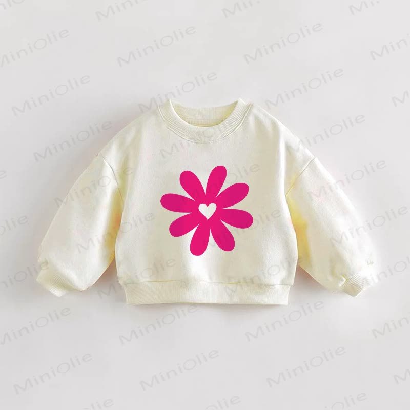 Baby Toddler Flower Heart Sweatshirt - Cream - 3-5T - image 1