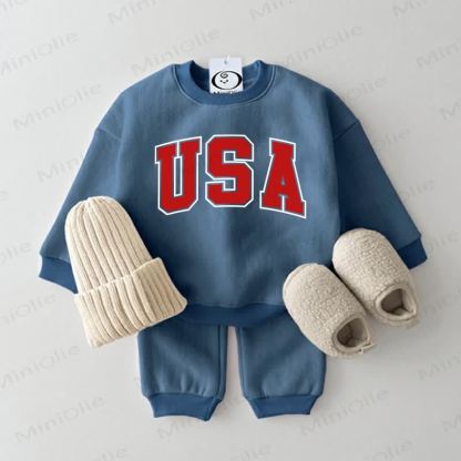 USA Baby Sweatshirt & Pants 2-piece Blue Set - Blue - 2-3T - image 1