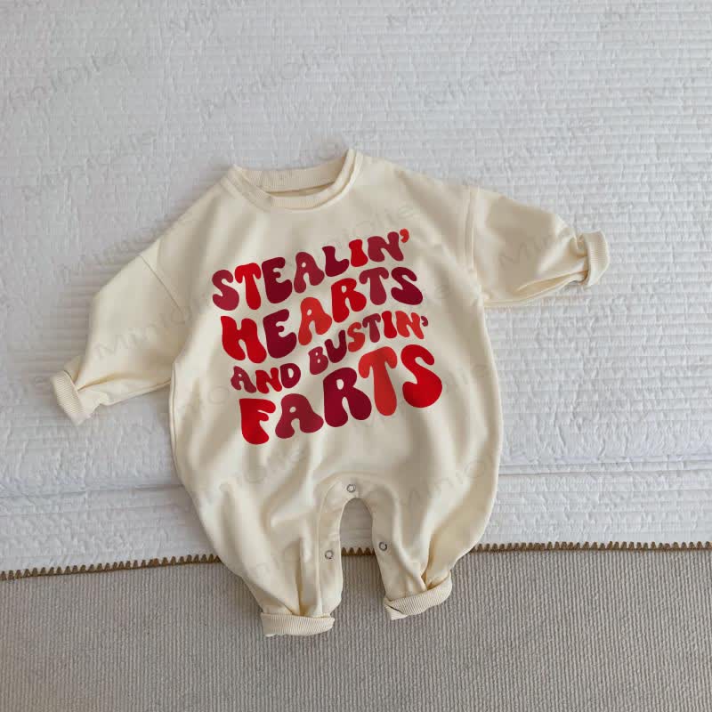 STEALIN' HEARTS AND BUSTIN' FARTS Baby Beige Romper - Beige - 2-3T - image 1