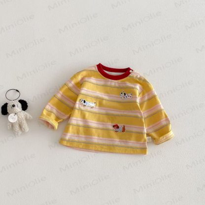 Baby Toddler Puppy Striped T-shirt - Yellow - 5-7T - image 5