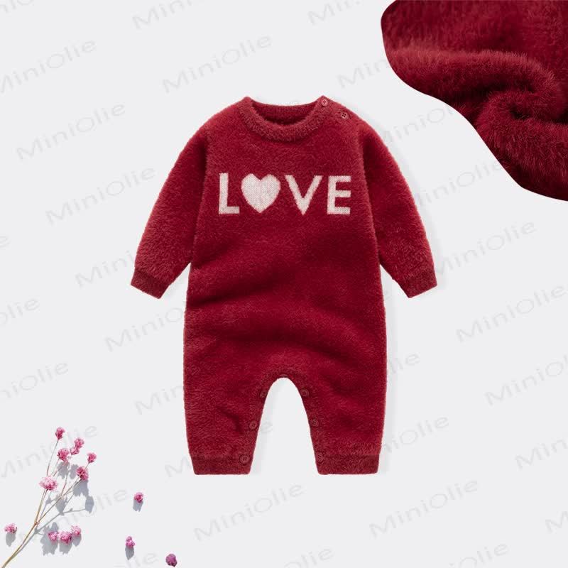 LOVE Baby Fleece Romper - Red - 18-24M - image 2