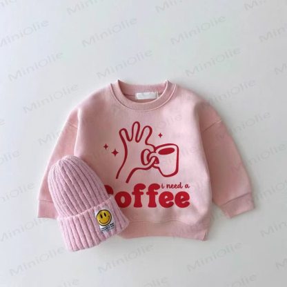 I NEED A COFFEE Baby Pink Girl Sweatshirt - Pink - 2-3T - image 1