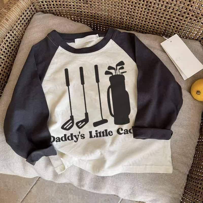 DADDY'S LITTLE CADDIE Baby Golf Dark Gray Raglan T-shirt - Drak Gray - 2-3T - image 1