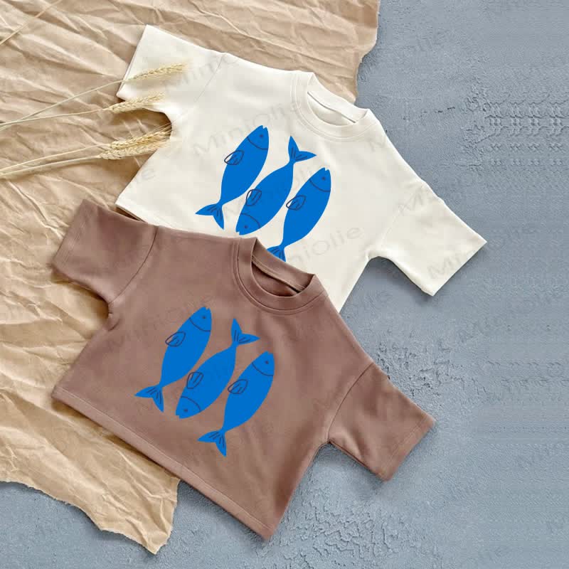 Baby Blue Fish Summer Casual T-Shirt - image 1