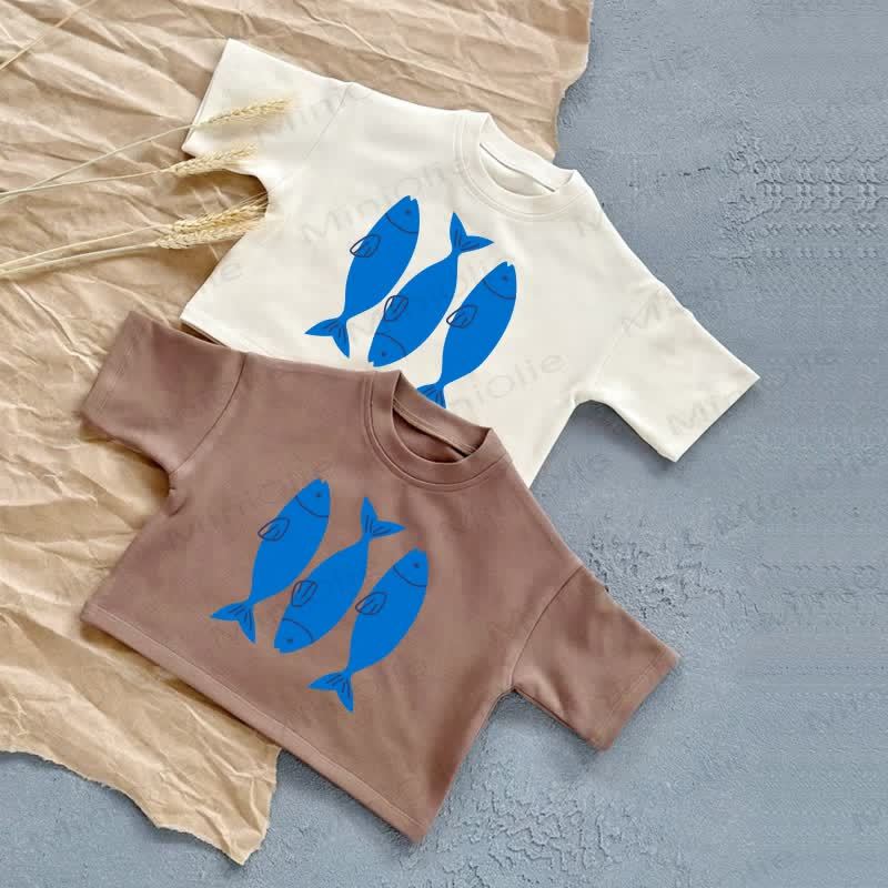Baby Blue Fish Summer Casual T-Shirt - image 1