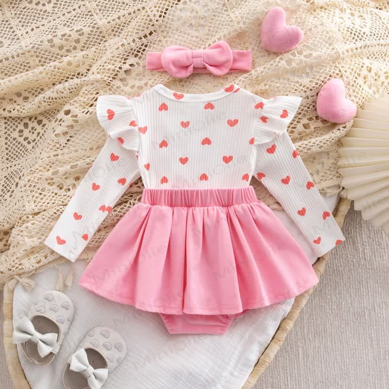 Baby Heart Fake 2pcs Bodysuit with Headband - image 12