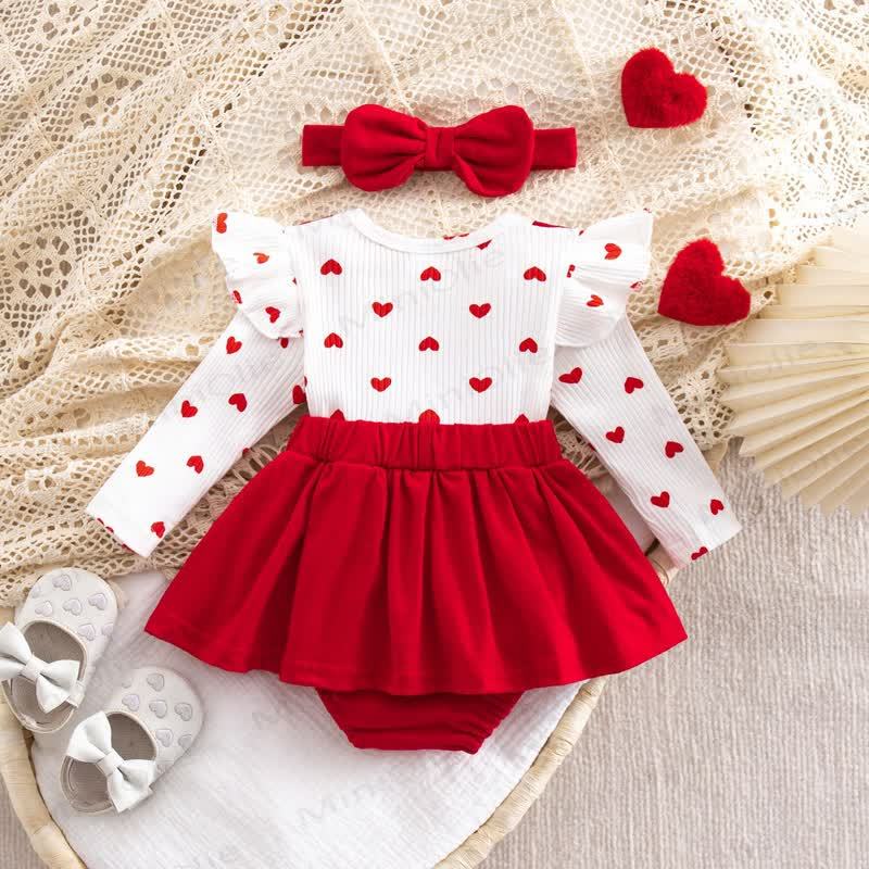 Baby Heart Fake 2pcs Bodysuit with Headband - image 3