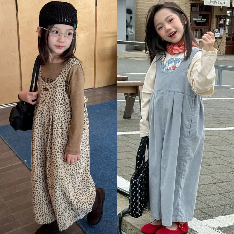 Baby Toddler Girl Solid Color/Leopard Print Overalls - image 2