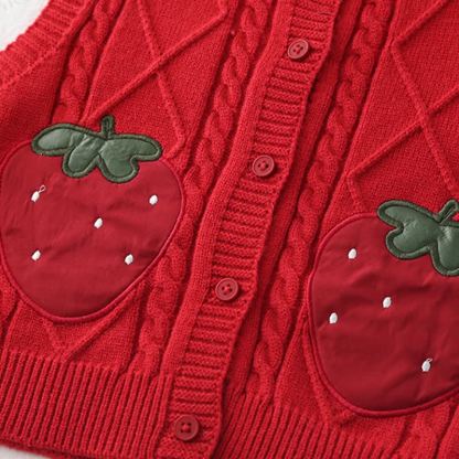 Baby Toddler Girl Strawberry Flower 3-piece Knit Set - image 8