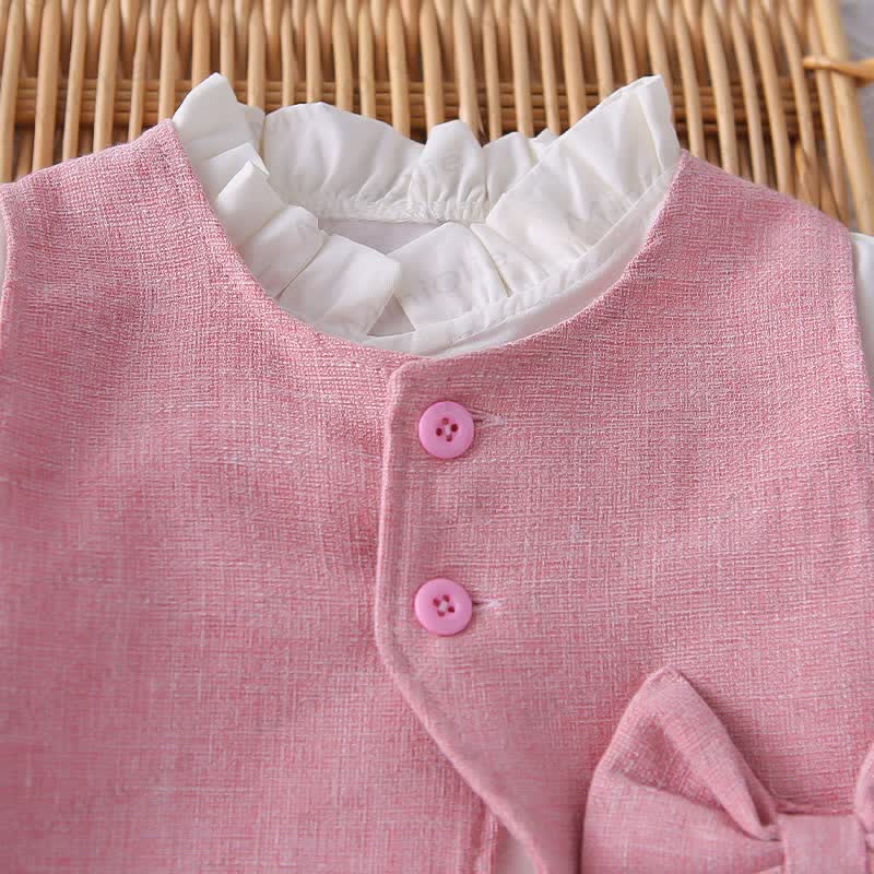 Baby Toddler Girl Solid Color Bow 3-piece Woven Set - image 12