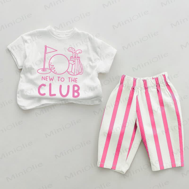 NEW TO THE CLUB Baby Pink Vertical Striped 2-piece Set - White&Pink - 2-3T - image 1