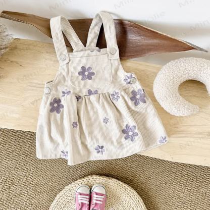 Baby Girl Purple Embroidered Floral Knit Dress - image 2