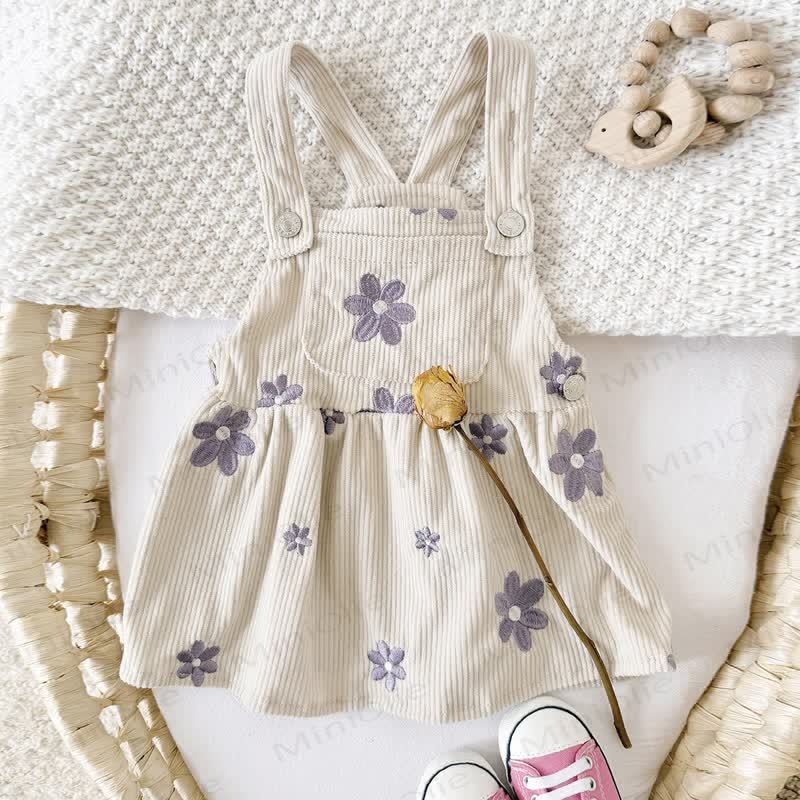 Baby Girl Purple Embroidered Floral Knit Dress - image 4