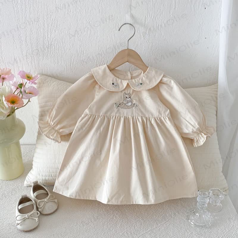 Baby Toddler Girl Bunny Dress - Beige - 3-5T - image 4