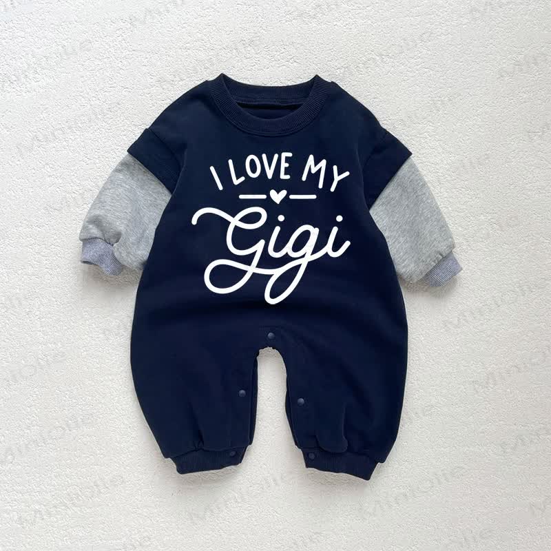 I LOVE MY GIGI Baby Toddler Dark Blue Color Block Romper - Dark Blue - 18-24M - image 1