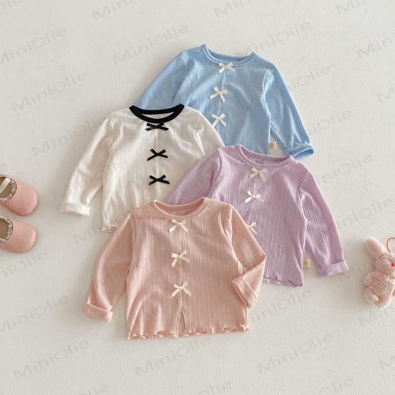 Baby Toddler Bow Solid Color T-shirt - image 1