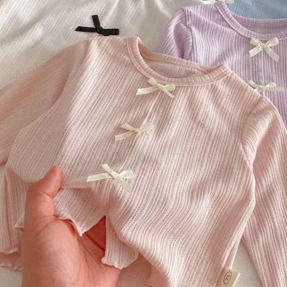 Baby Toddler Bow Solid Color T-shirt - image 12