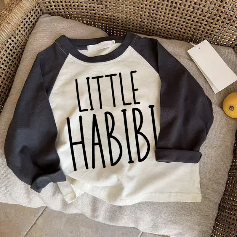 LITTLE HABIBI Baby Dark Gray Raglan T-shirt - Drak Gray - 2-3T - image 1