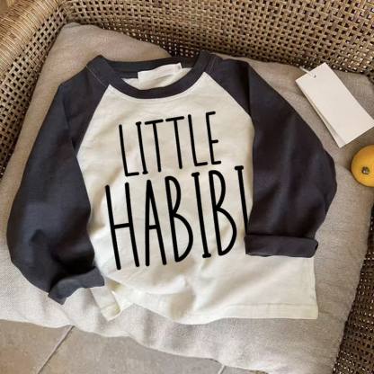LITTLE HABIBI Baby Dark Gray Raglan T-shirt - Drak Gray - 2-3T - image 1