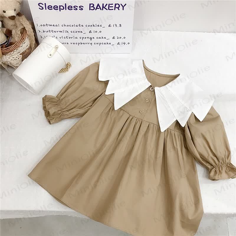 Toddler Kid Girl Lapel Solid Color Dress - image 3