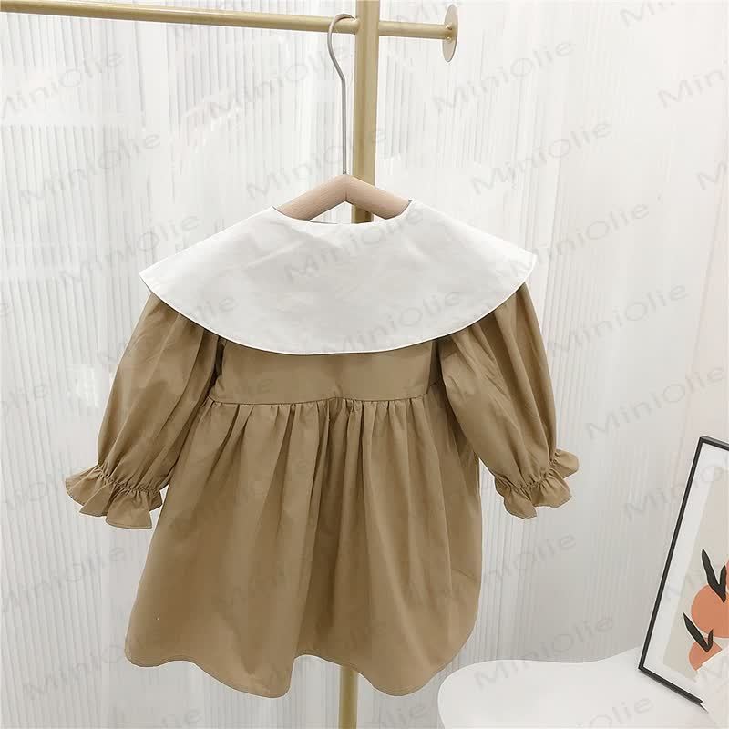 Toddler Kid Girl Lapel Solid Color Dress - image 2