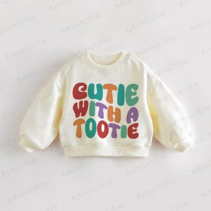 CUTIE WITH A TOOTIE Baby Toddler Sweatshirt - Cream - 3-5T - image 1