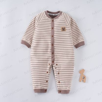 M Baby Striped Fleece Romper - Khaki - 2-3T - image 5