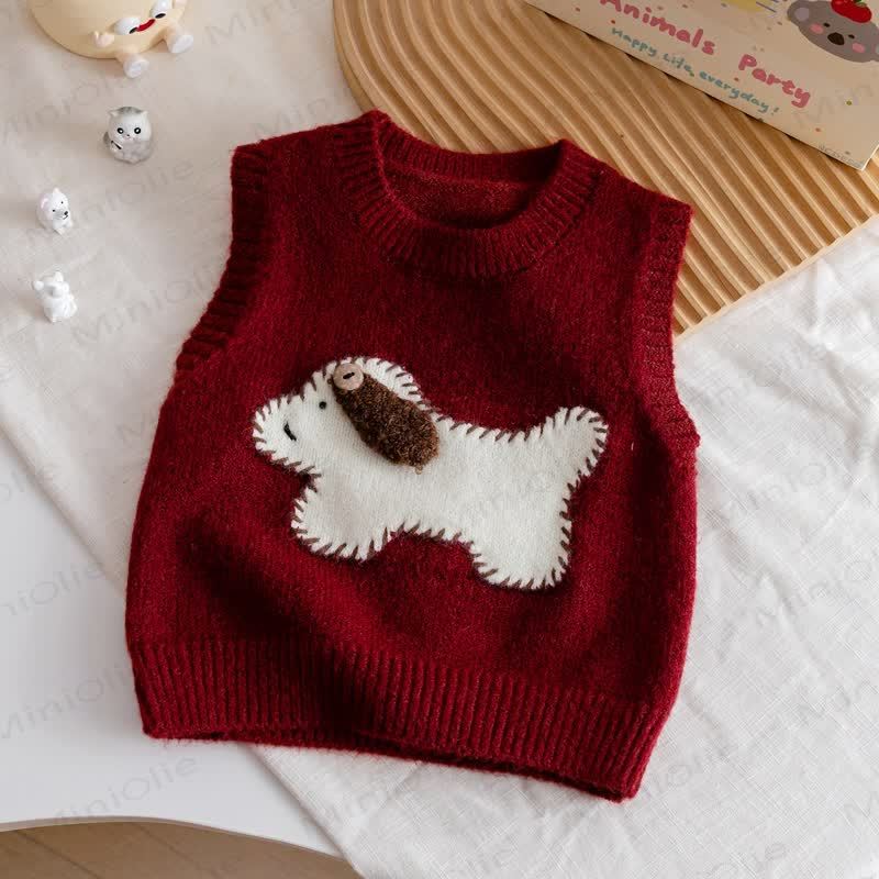 Toddler Puppy Embroidered Vest - Red - 8Y - image 5