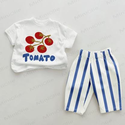 TOMATO Baby 2-piece Blue Vertical Striped Set - White&Blue - 2-3T - image 1