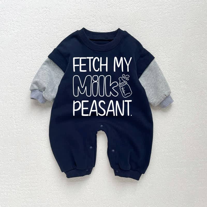 FETCH MY MILK PEASANT Baby Toddler Dark Blue Color Block Romper - Dark Blue - 18-24M - image 1