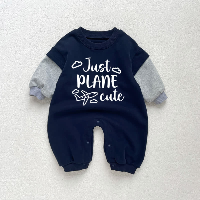 JUST PLANE CUTE Baby Toddler Dark Blue Color Block Romper - Dark Blue - 18-24M - image 1