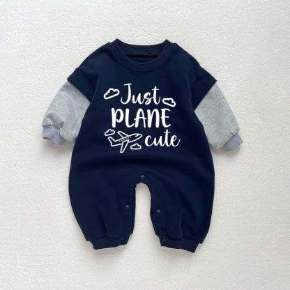 JUST PLANE CUTE Baby Toddler Dark Blue Color Block Romper - Dark Blue - 18-24M - image 1