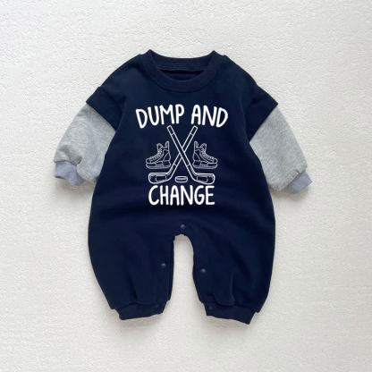 DUMP AND CHANGE Baby Toddler Dark Blue Color Block Romper - Dark Blue - 18-24M - image 1