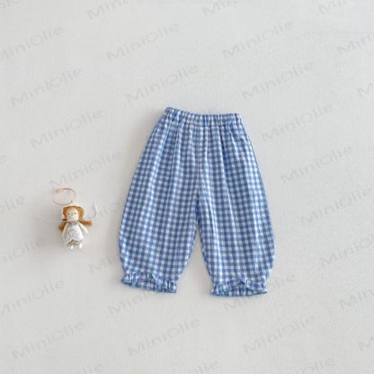 Baby Toddler Girl Plaid Pants - Blue White Plaid - 5-7T - image 7