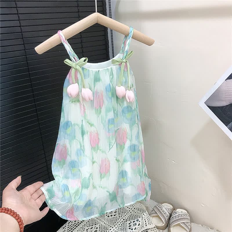 Toddler Girl Floral Green Dress - image 4