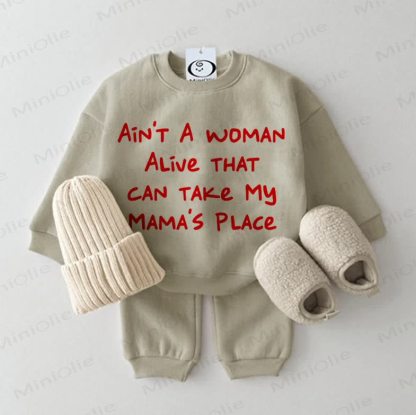 AIN'T A WOMEN ALIVE THAT CAN MAKE MY MAMA'S PLACE Baby Sweatshirt Grey Green 2-piece Set - Grey Green - 2-3T - image 1