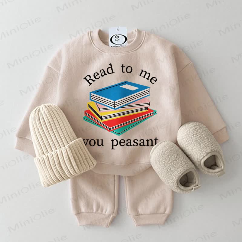 READ TO ME YOU PEASANT Baby 2-piece Beige Set - Beige - 2-3T - image 1