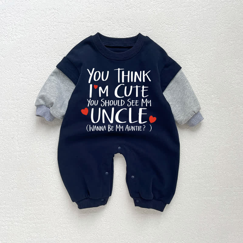 DAD'S CUTEST CATCH Baby Toddler Love Dark Blue Color Block Romper - Dark Blue - 18-24M - image 1