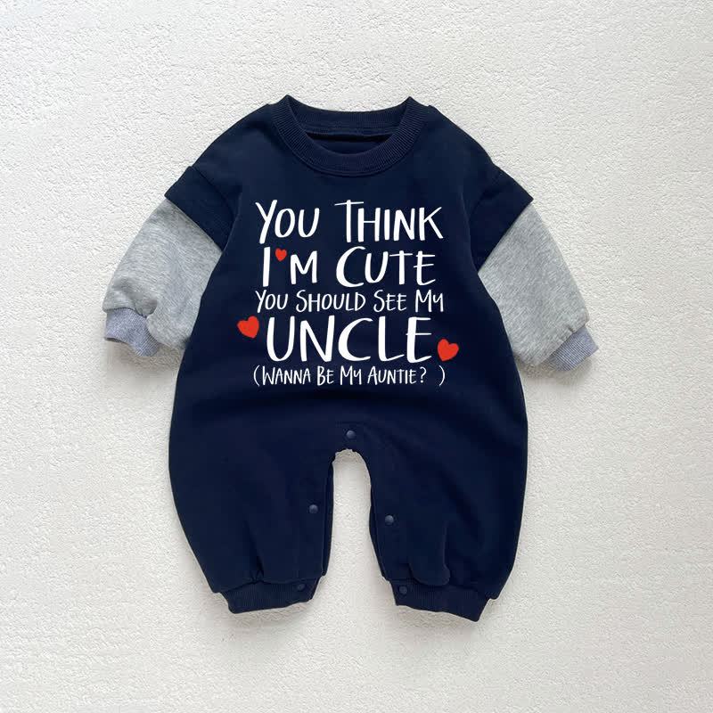 DAD'S CUTEST CATCH Baby Toddler Love Dark Blue Color Block Romper - Dark Blue - 18-24M - image 1