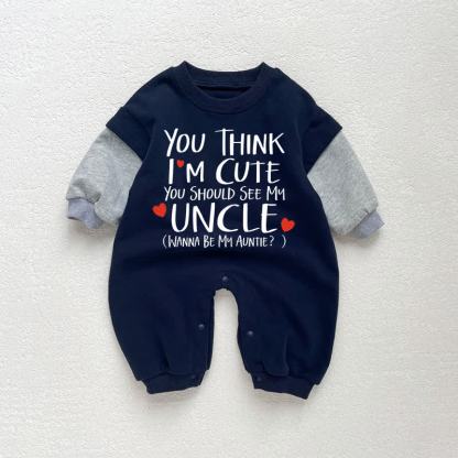 DAD'S CUTEST CATCH Baby Toddler Love Dark Blue Color Block Romper - Dark Blue - 18-24M - image 1
