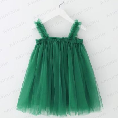 Baby Toddler Girl Solid Color Mesh Dress - Green - 8Y - image 7