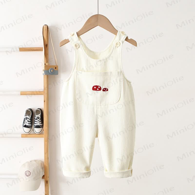 Baby Toddler Mushroom Woven Overalls - White - 5-7T - image 5