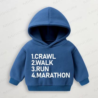 1.CRAWL 2. WALK 3. RUN 4.MARATHON Baby Toddler Blue Hoodie Sweatshirt - Blue - 3-5T - image 1